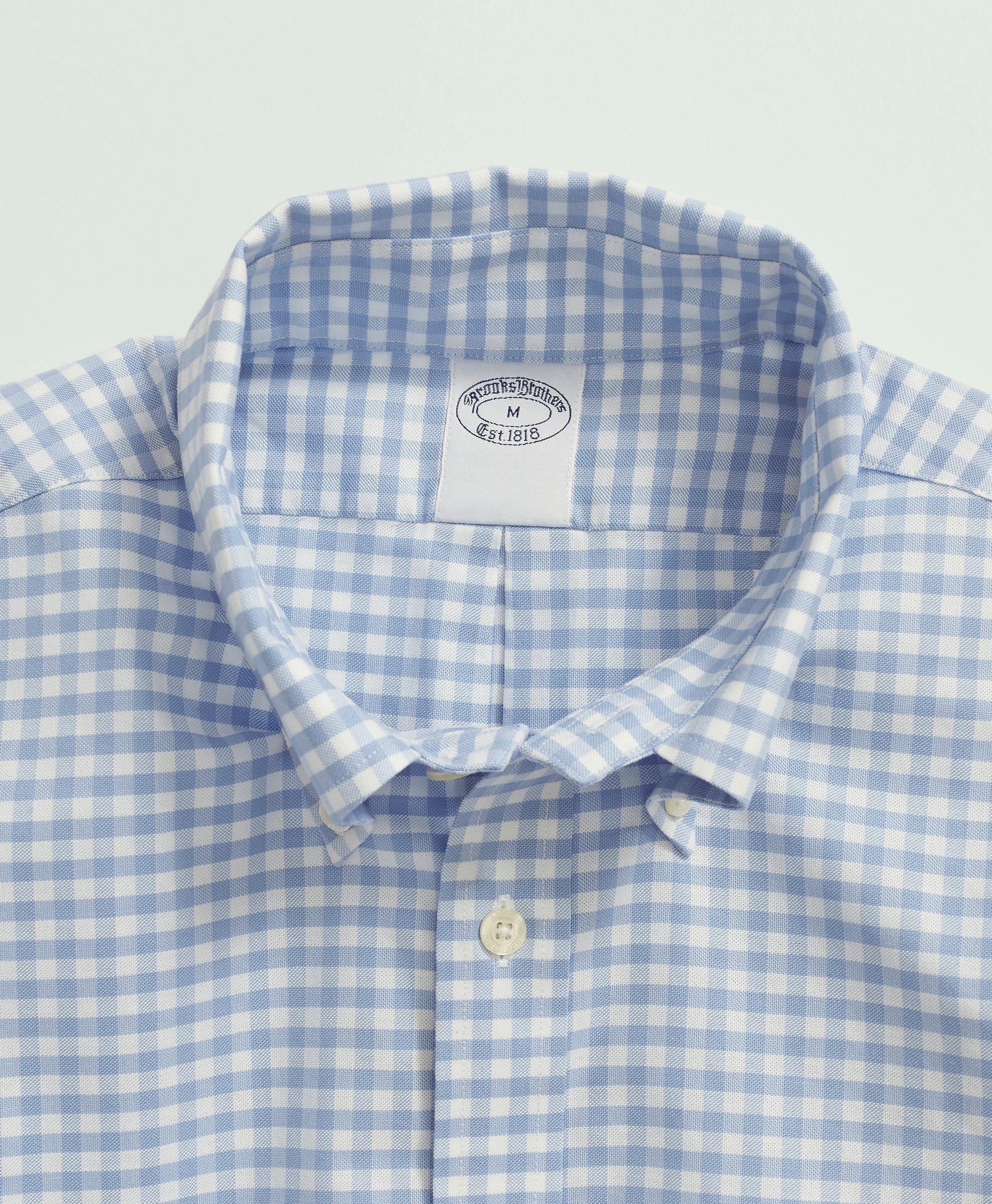 Big & Tall Stretch Non-Iron Oxford Button-Down Collar, Gingham Sport Shirt, image 2