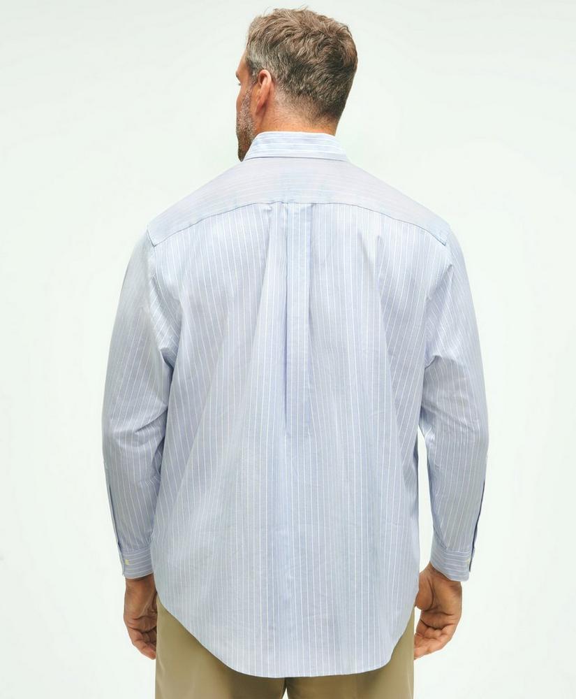 Big & Tall Stretch  Cotton Non-Iron Oxford Polo Button-Down Collar, Outline Striped Shirt, image 2