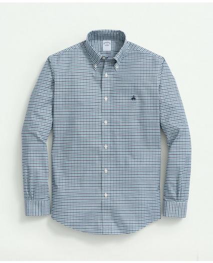 Big & Tall Stretch Cotton Non-Iron Oxford Polo Button-Down Collar, Mini-Graph Check Shirt, image 1
