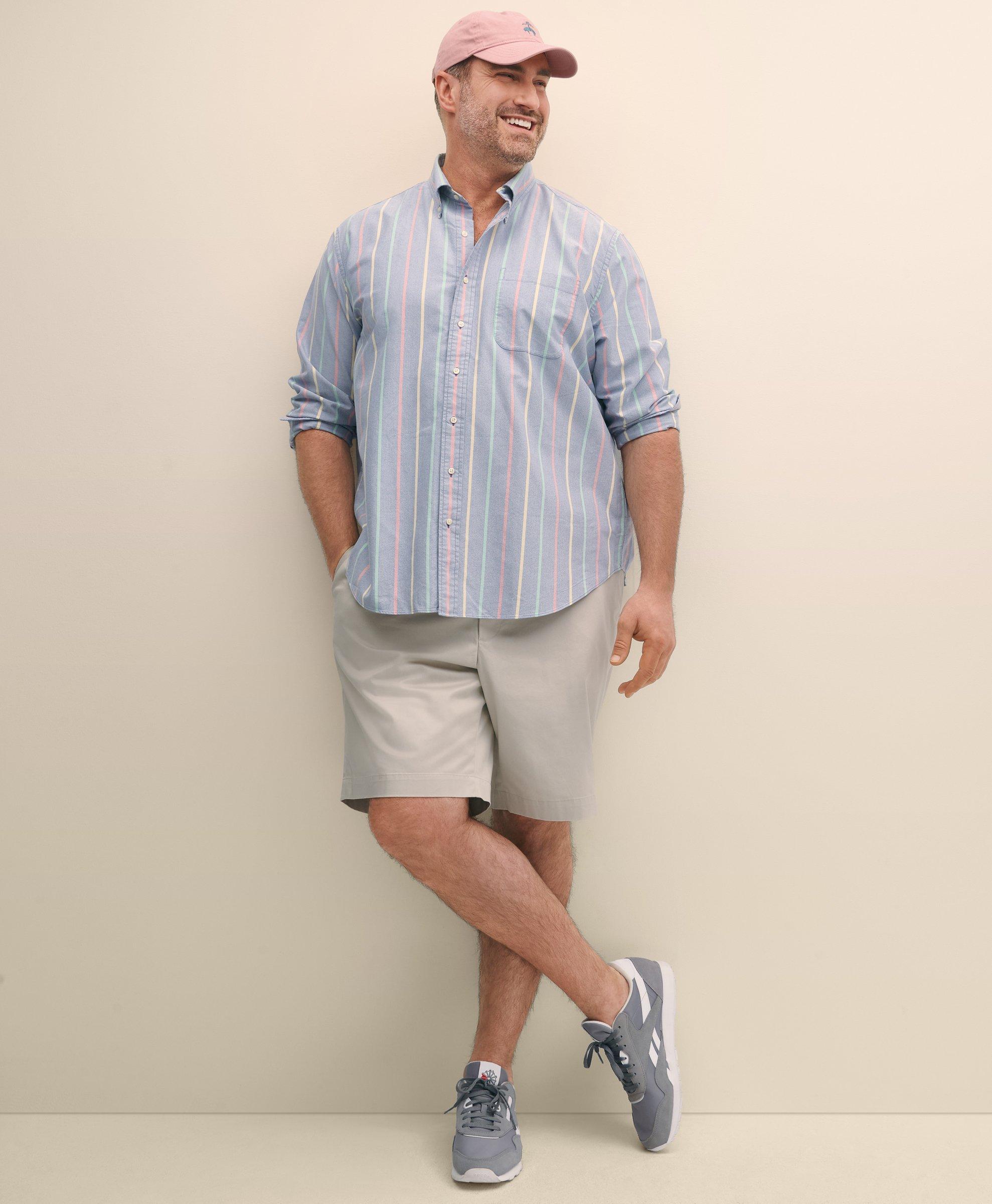 Brooks Brothers Big & Tall Friday Shirt, Oxford Multi Stripe In Navy