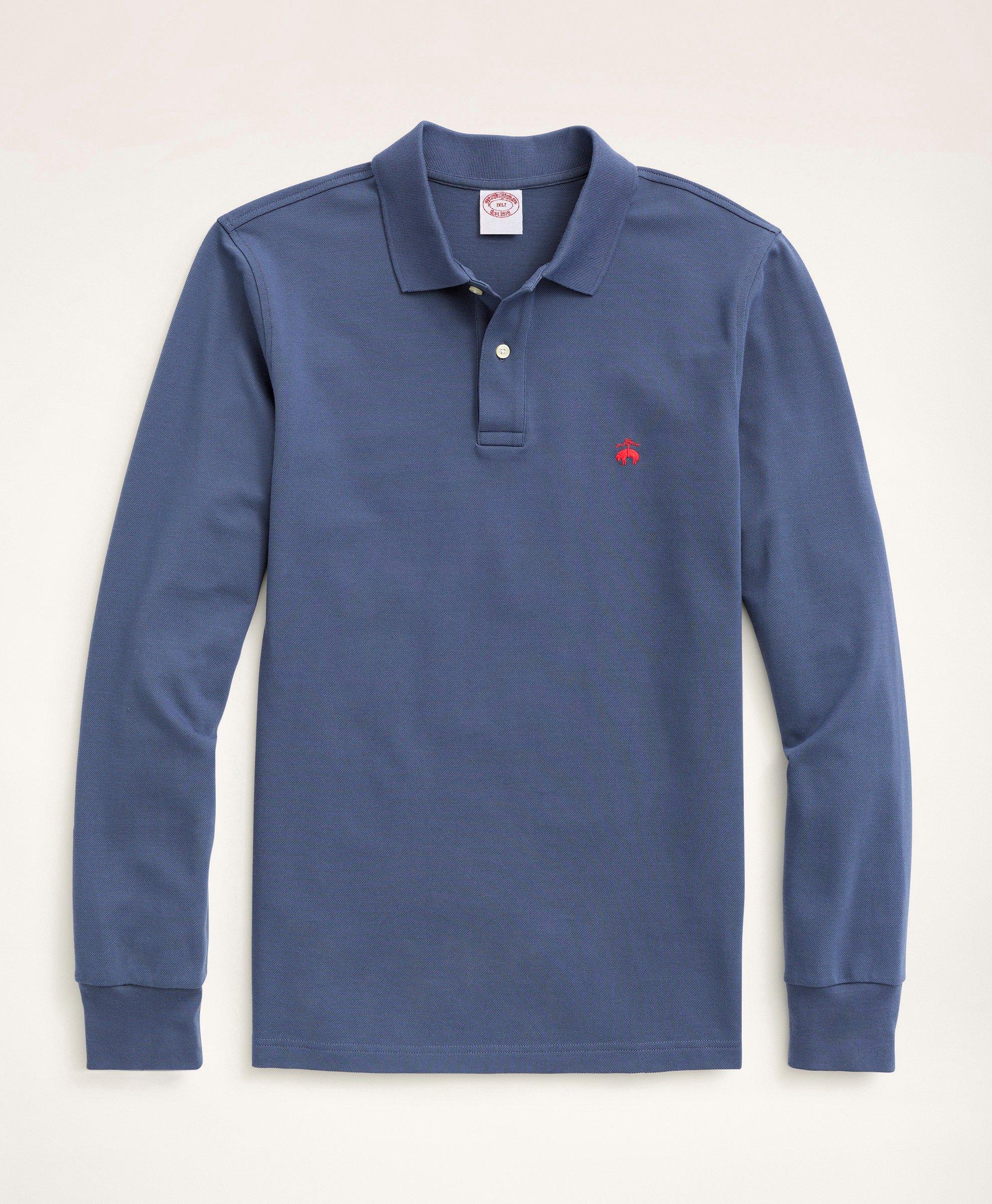 Big & Tall Long-Sleeve Stretch Cotton Polo, image 1