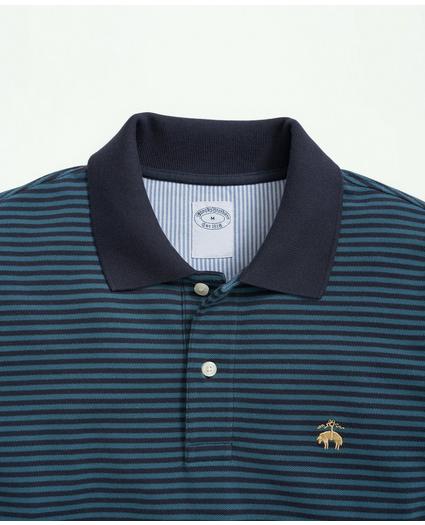 Golden Fleece® Big & Tall Stretch Supima® Cotton Pique Long-Sleeve Feeder Striped Polo Shirt, image 2