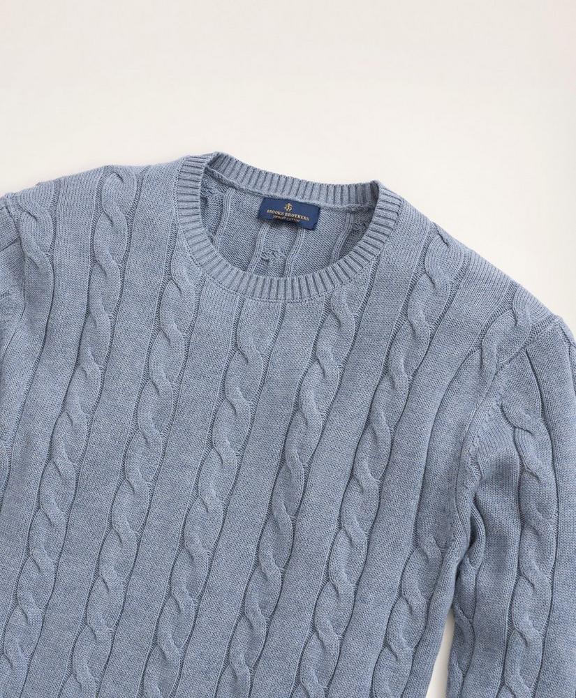 Big & Tall Supima® Cotton Cable Crewneck Sweater, image 2