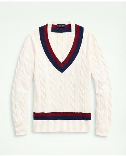 Big & Tall Supima® Cotton Cable Tennis Sweater, image 1