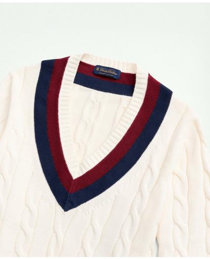Big & Tall Supima® Cotton Cable Tennis Sweater, image 2