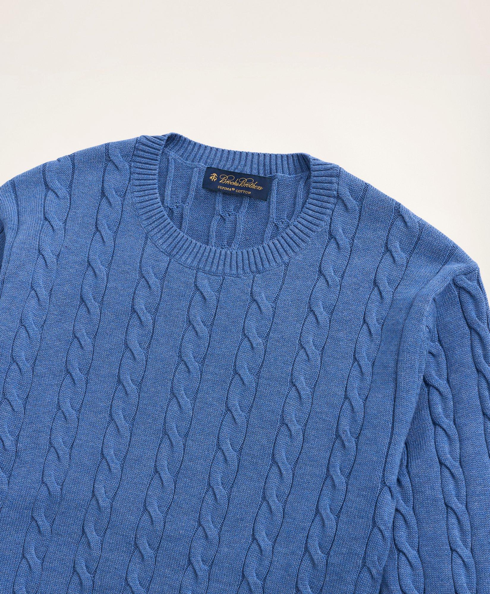Big & Tall Supima® Cotton Cable Crewneck Sweater, image 2