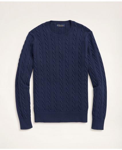 Big & Tall Supima® Cotton Cable Crewneck Sweater, image 1