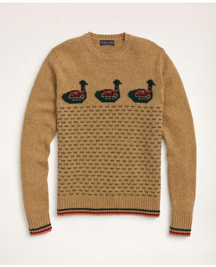 Big & Tall Brushed Wool Fair Isle Duck Motif Sweater, image 1