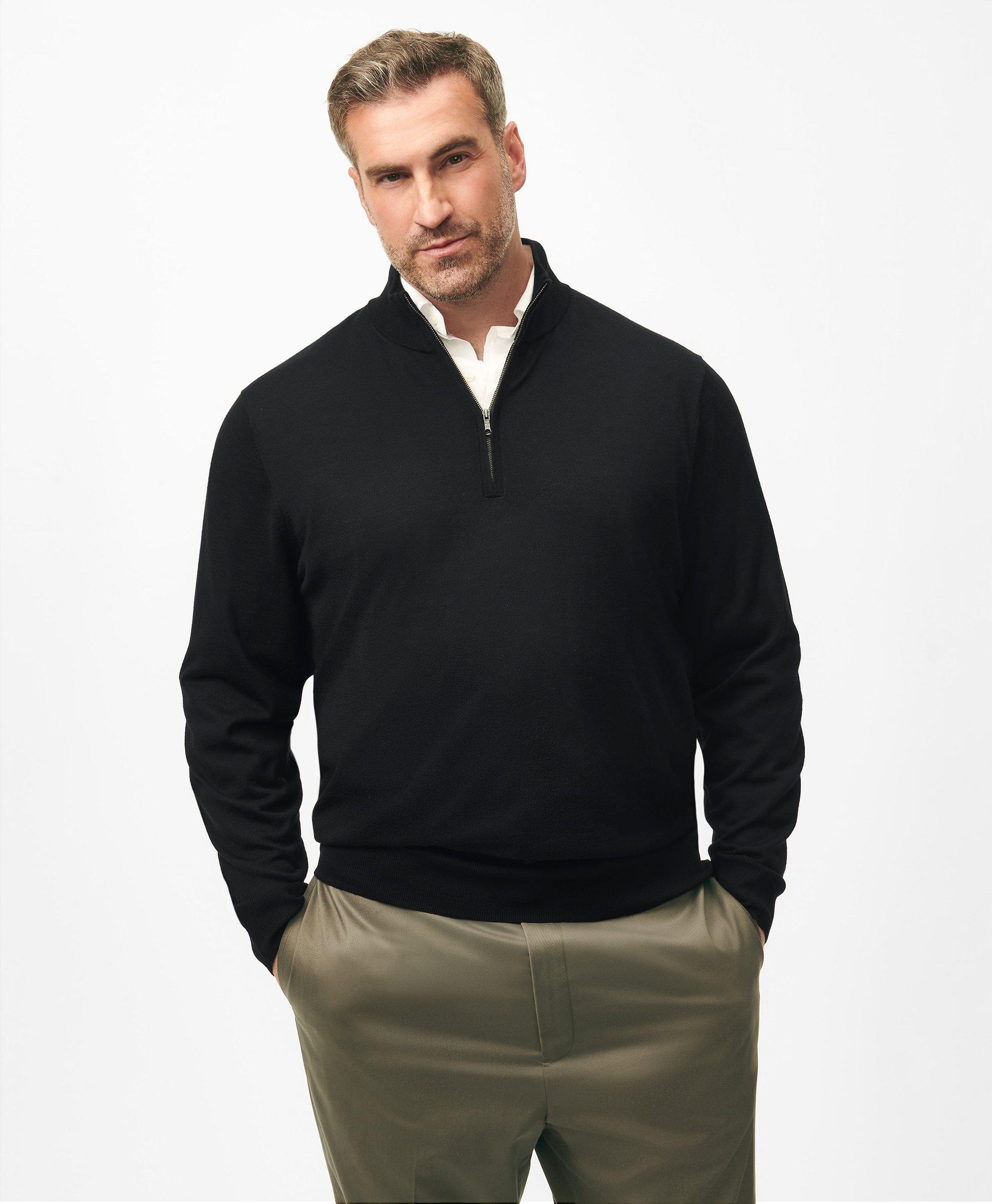 Black Merino Half Zip Sweater