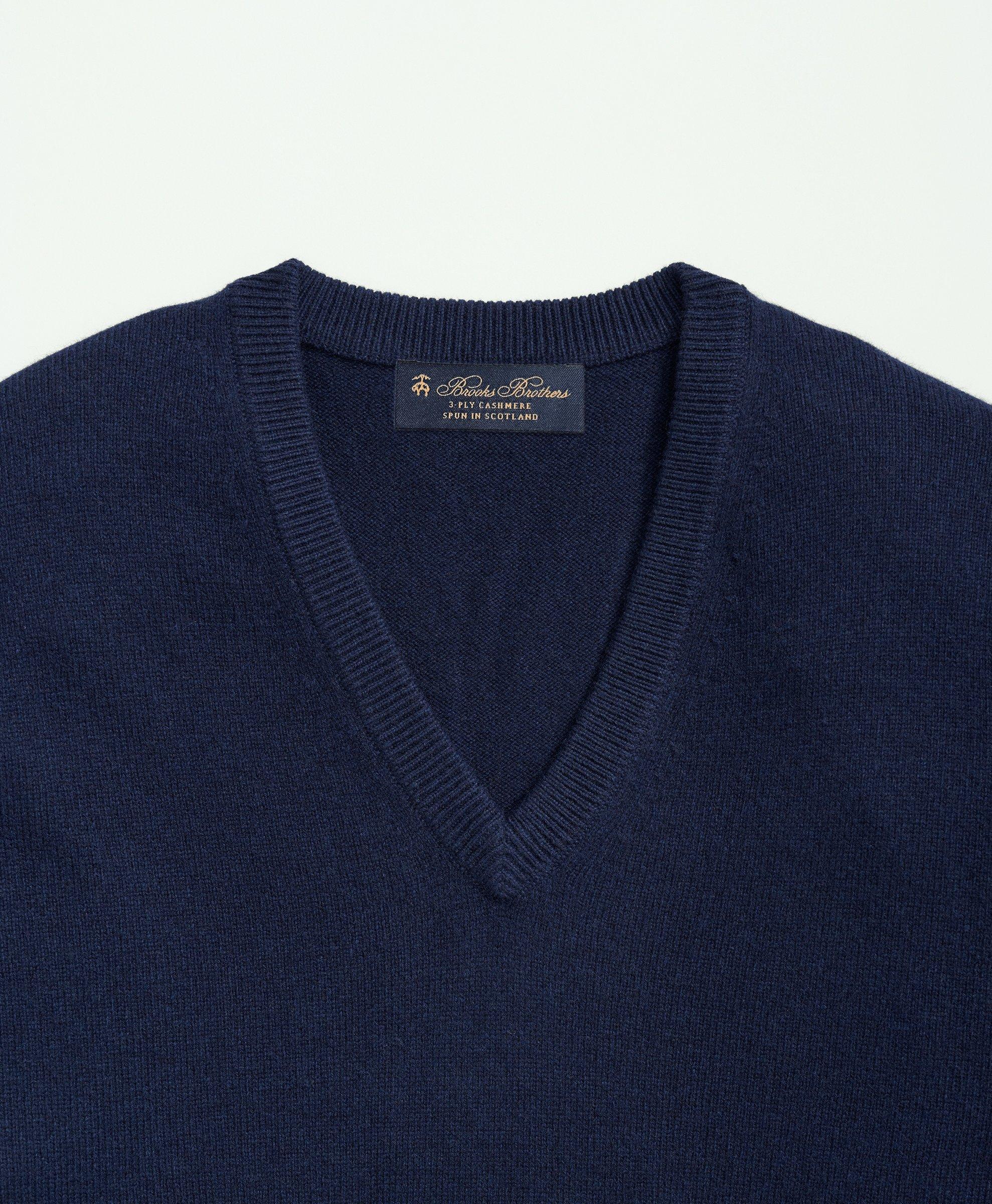 Big & Tall 3-Ply Cashmere V-Neck Sweater, image 2