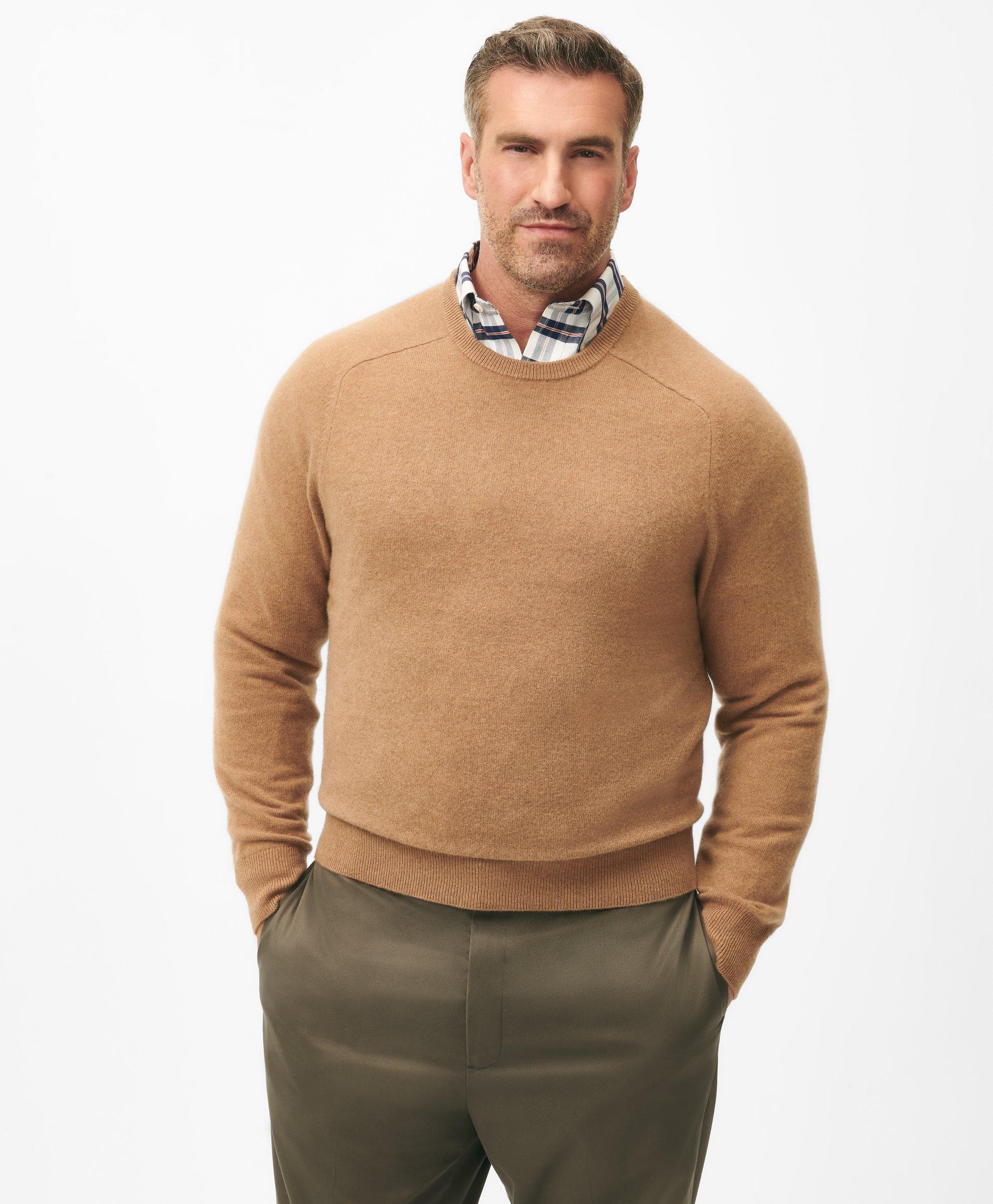 Brooks Brothers Big & Tall 3-ply Cashmere Crewneck Sweater In Brown