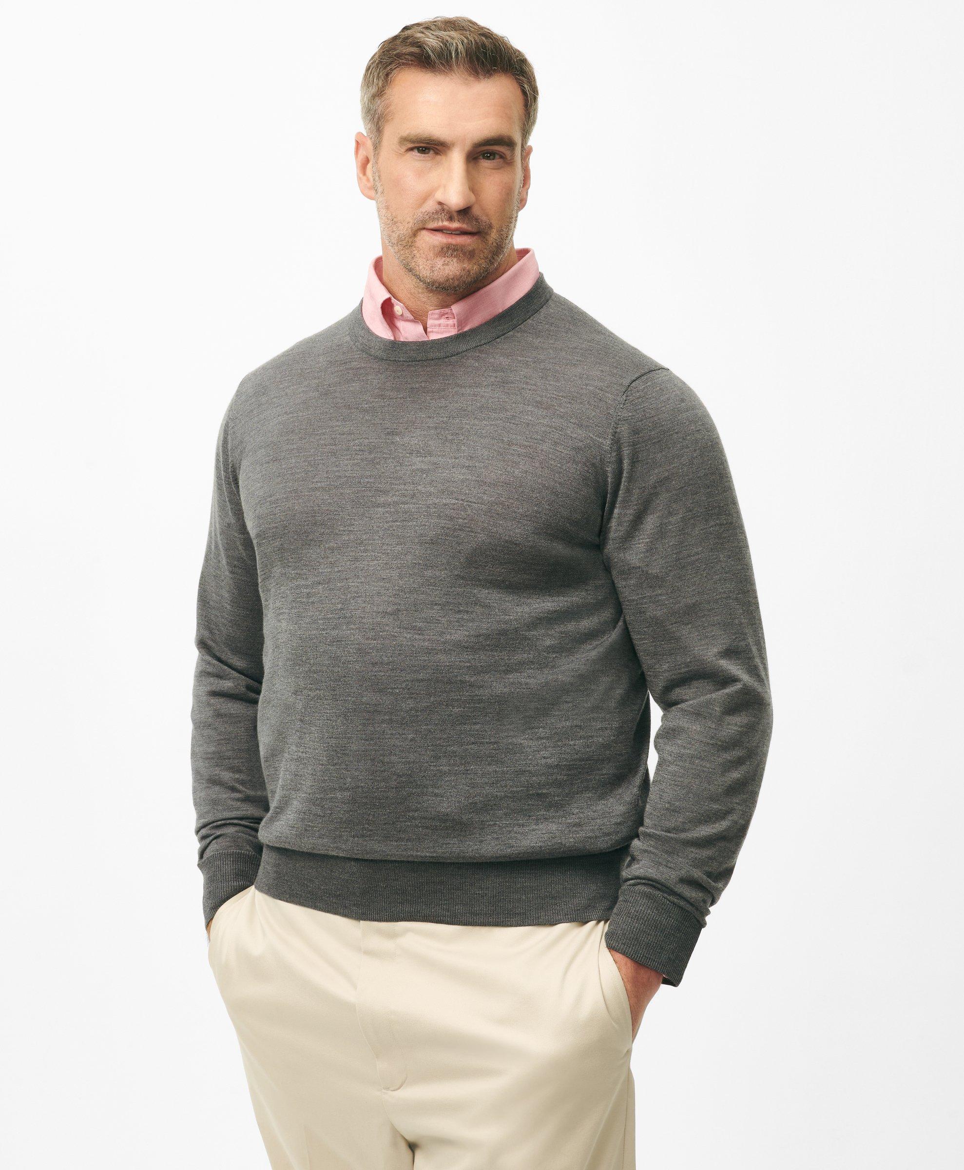Brooks Brothers Big & Tall Ultimate Merino Wool Crewneck Sweater In Dark Grey