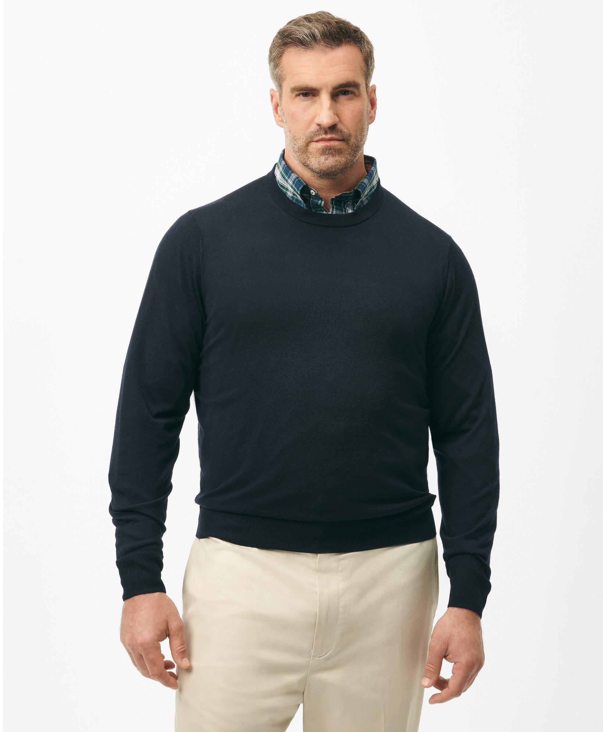 Brooks Brothers Big & Tall Ultimate Merino Wool Crewneck Sweater In Navy