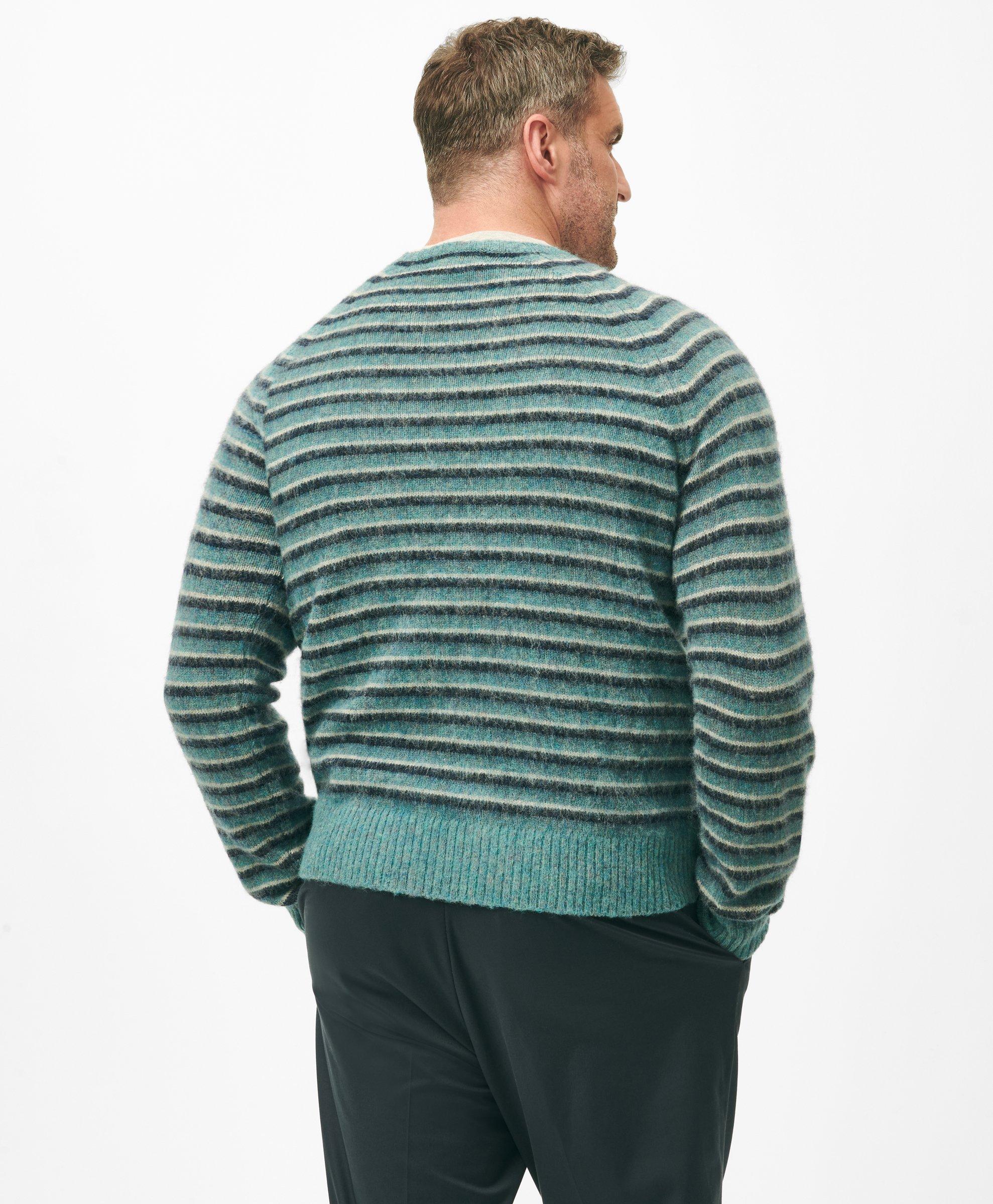 Big Tall Crewneck Sweater in Striped Brush Wool