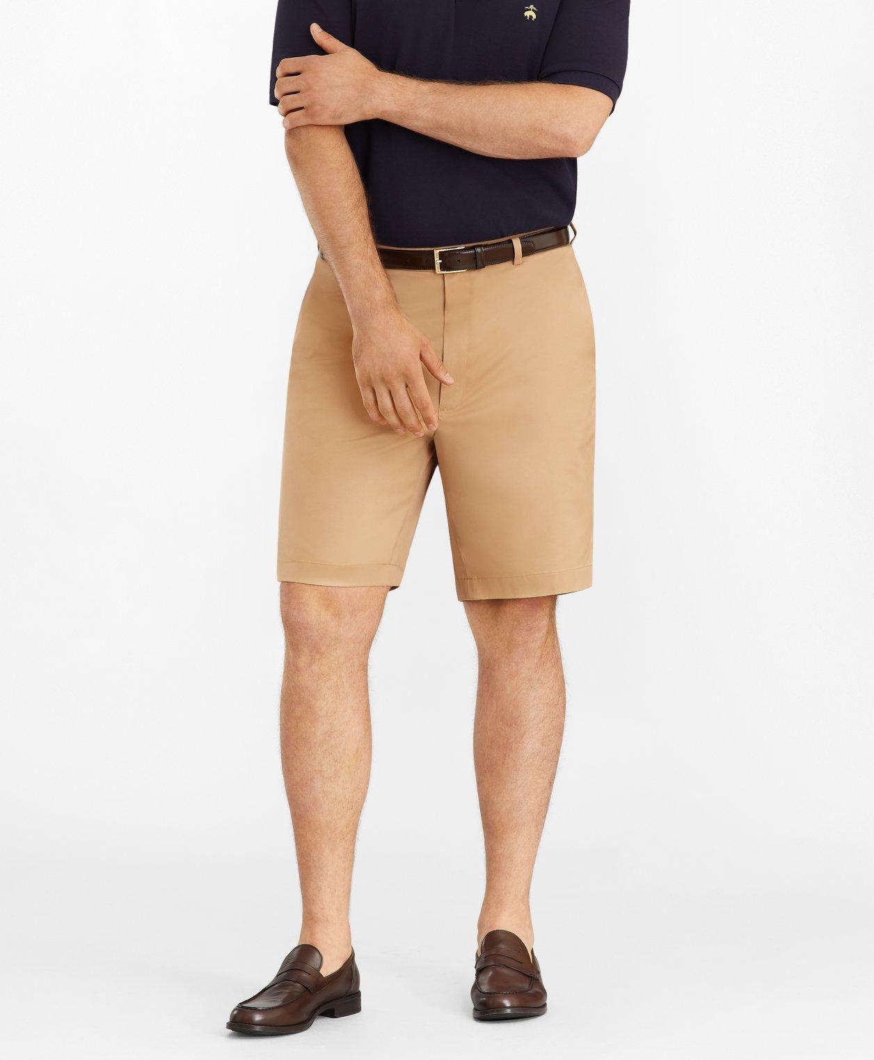 Brooks Brothers Men's Big u0026 Tall 10 Flat Front Stretch Advantage Chino Shorts | British Khaki | Size 54