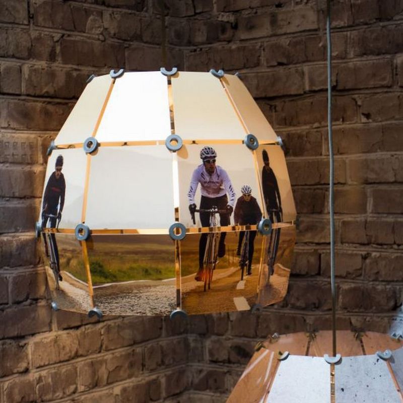 Digitally printed lightshade featuring cyclists