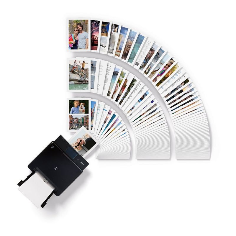 Image of the PIXMA TS8150 representing how the series prints more than its nearest rivals with a fan of images coming out of the printer