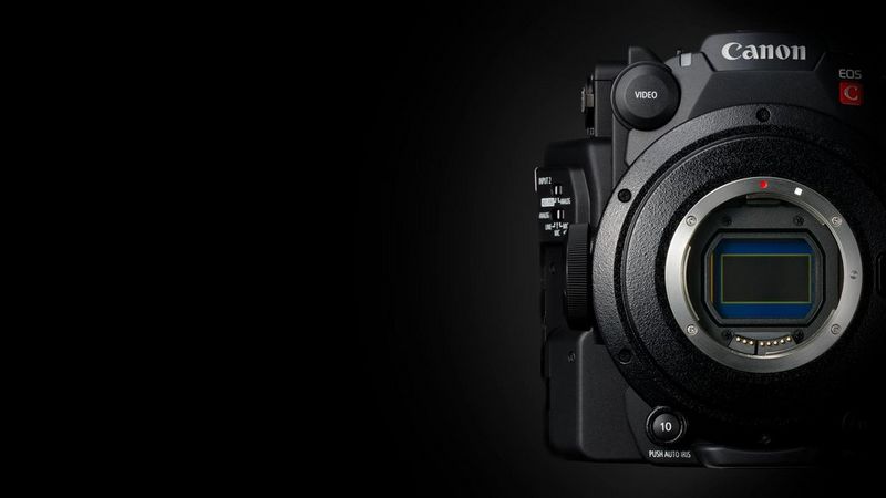 Close up front view of Canon C200 video camera