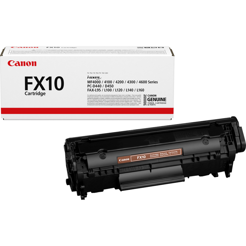 Canon FX10 Toner-Cartridge Produkt Verpackung und Patrone