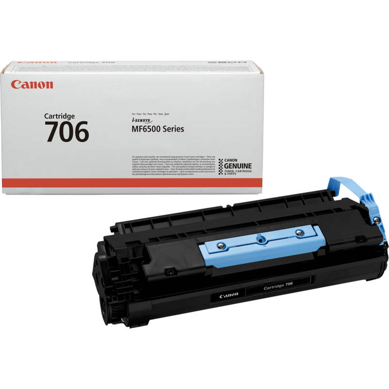 Canon 706 Toner-Cartridge Schwarz Produkt Verpackung und Patrone