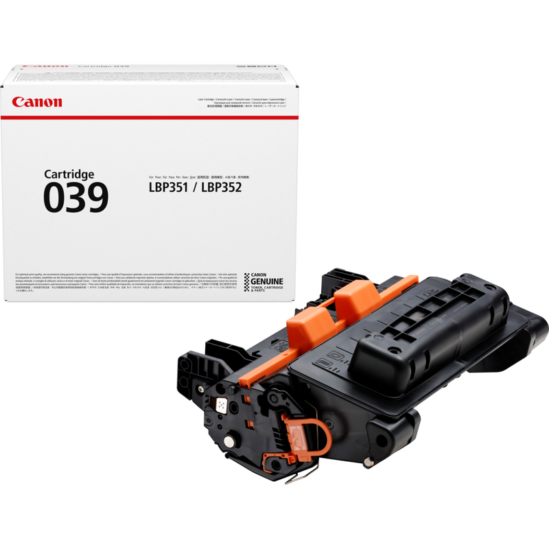 Canon 039 Toner-Cartridge Produkt Verpackung und Patrone