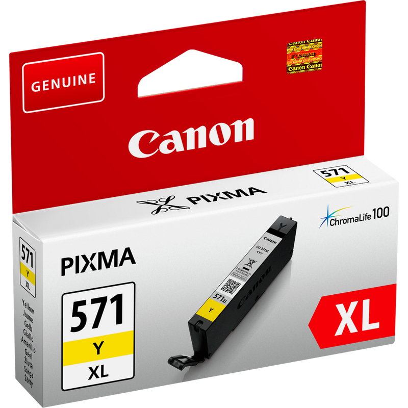 Canon CLI-571XL Tinte Gelb mit hoher Reichweite Produkt Ansicht von links