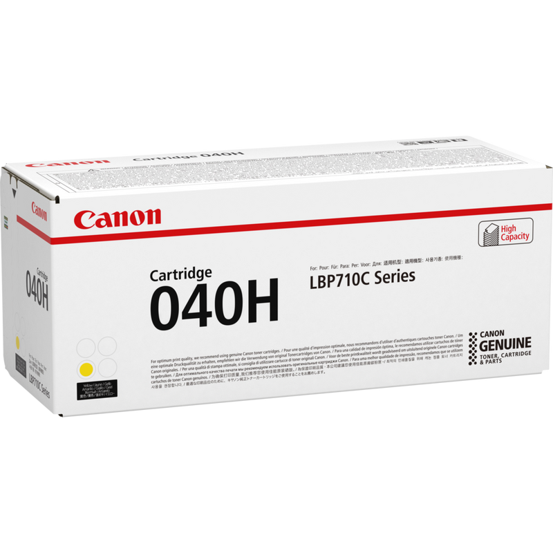 Canon 040H High Yield Toner-Cartridge Gelb Produkt Ansicht der Verpackung von links