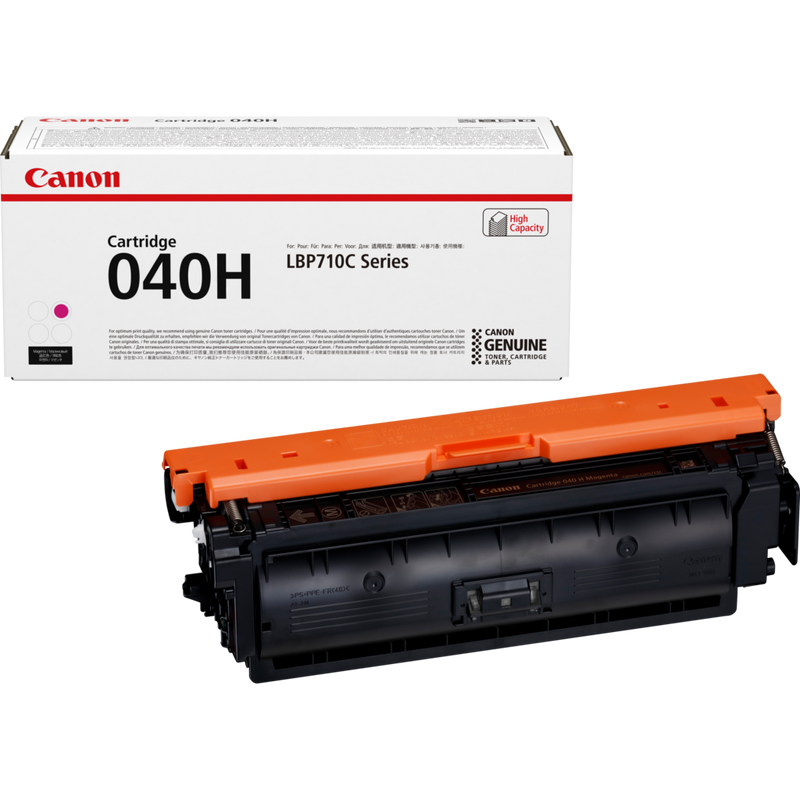 Canon 040H High Yield Toner-Cartridge Magenta Produkt Verpackung und Patrone