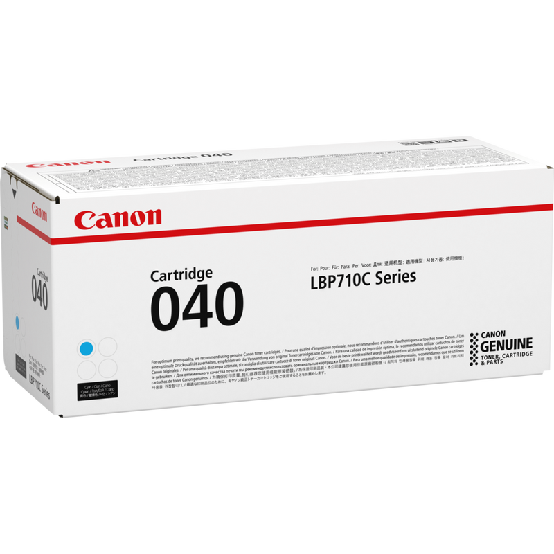 Canon 040C Toner-Cartridge Cyan Produkt Ansicht der Verpackung von links