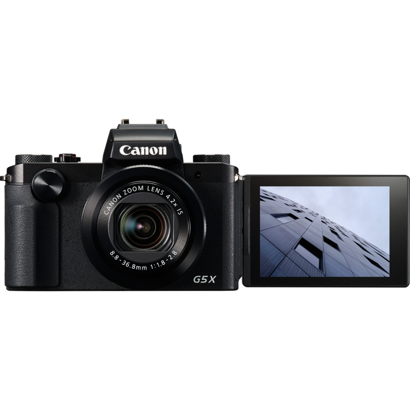 Canon PowerShot G5 X Produkt Vorderansicht mit Foto auf dem Bildschirm