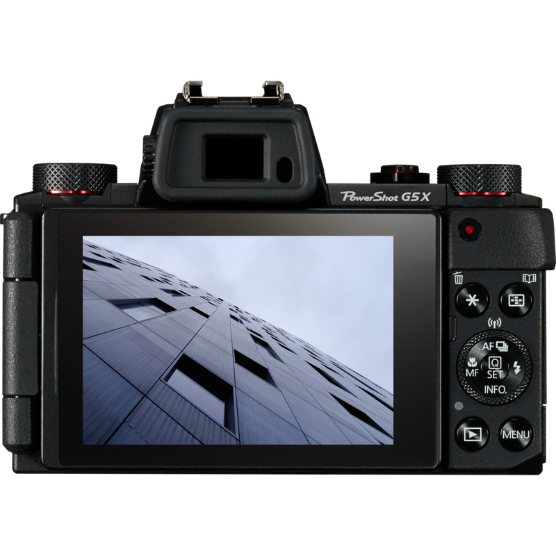 Canon PowerShot G5 X Produkt Rückansicht mit Foto auf dem Bildschirm