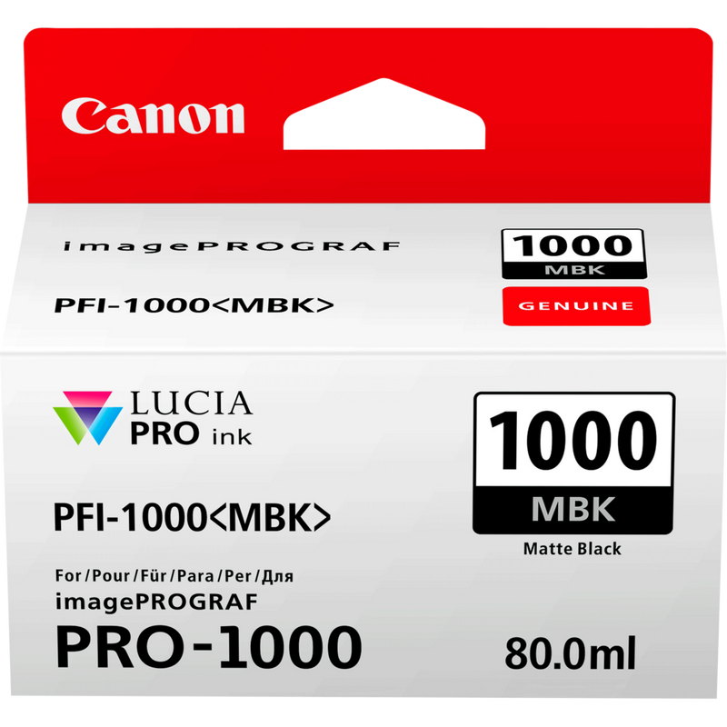 Canon PFI-1000MBK Tinte Mattschwarz Produkt Vorderansicht
