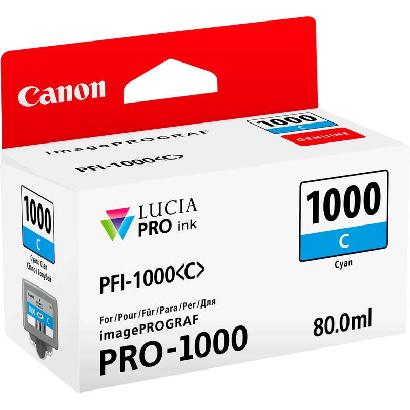 Canon PFI-1000C Tinte Cyan Produkt Ansicht von links