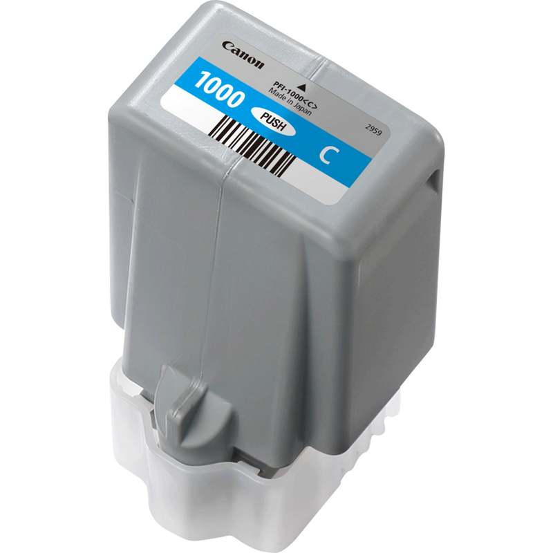 Canon PFI-1000C Tinte Cyan Produkt Ansicht der Patrone von rechts