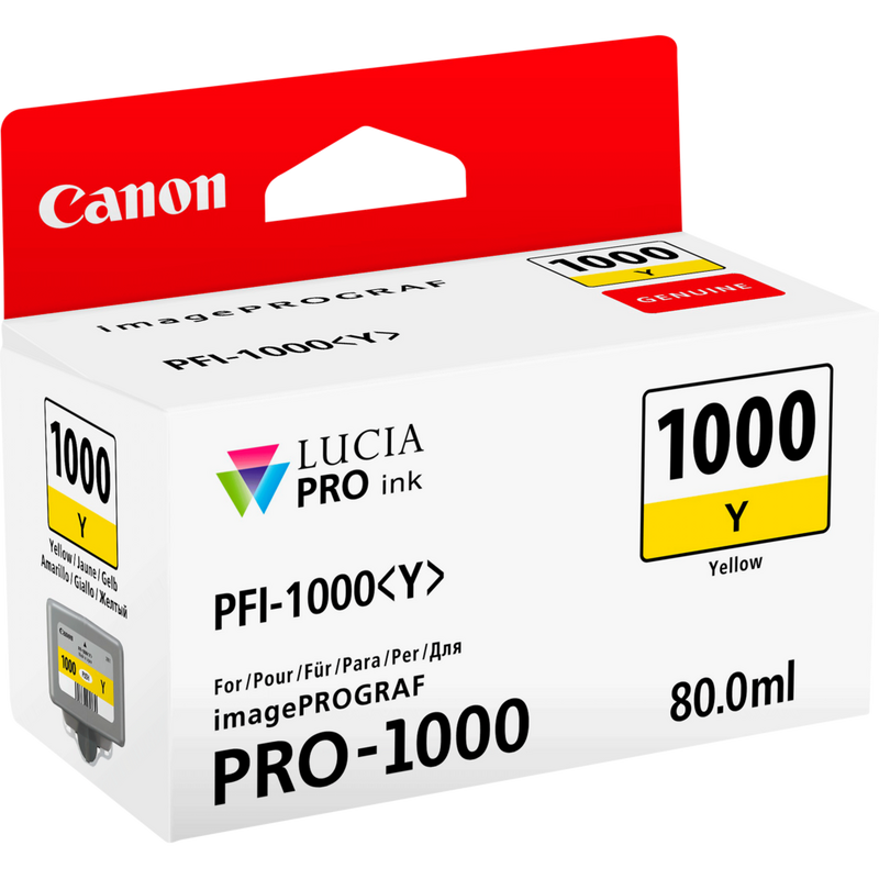 Canon PFI-1000Y Tinte Gelb Produkt Ansicht von links