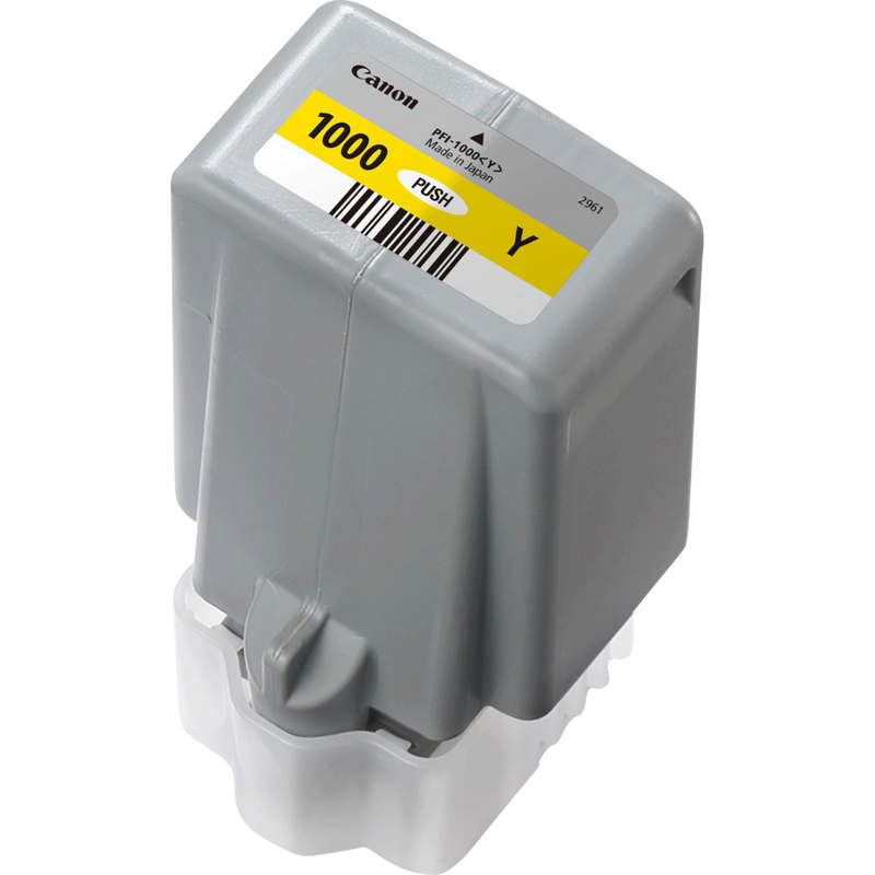 Canon PFI-1000Y Tinte Gelb Produkt Ansicht der Patrone von rechts
