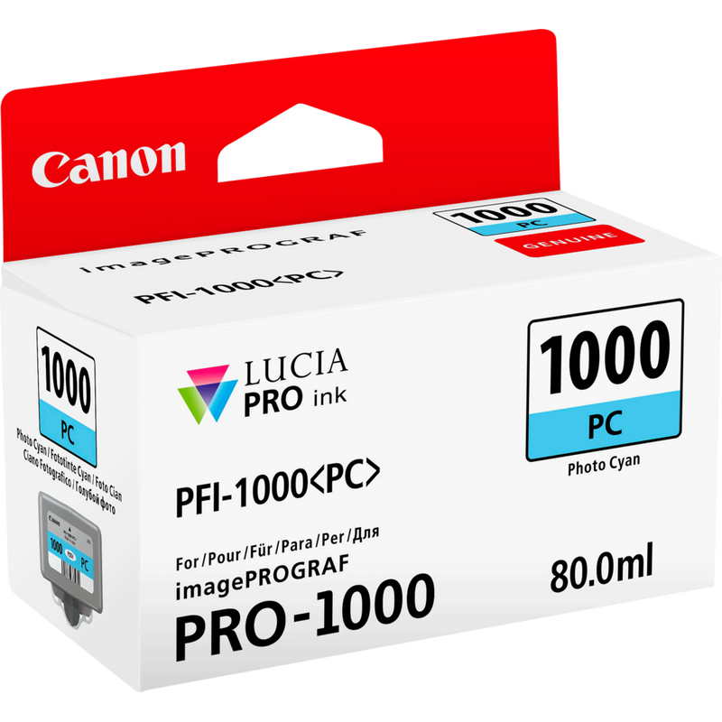 Canon PFI-1000PC Tinte Foto-Cyan Produkt Ansicht von links