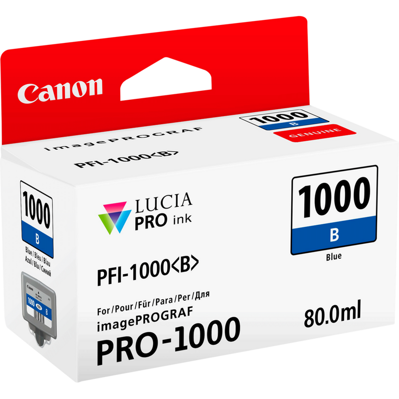 Canon PFI-1000B Tinte Blau Produkt Ansicht von links
