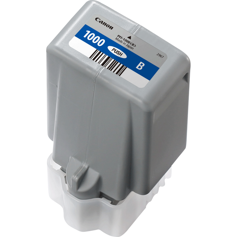 Canon PFI-1000B Tinte Blau Produkt Ansicht der Patrone von rechts