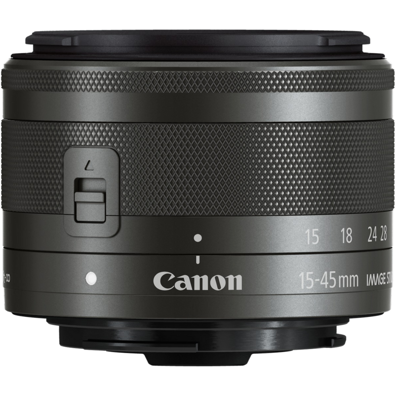 Canon EF-M 15-45mm f/3.5-6.3 IS STM Objektiv – Graphit-Grau Produkt Vorderansicht