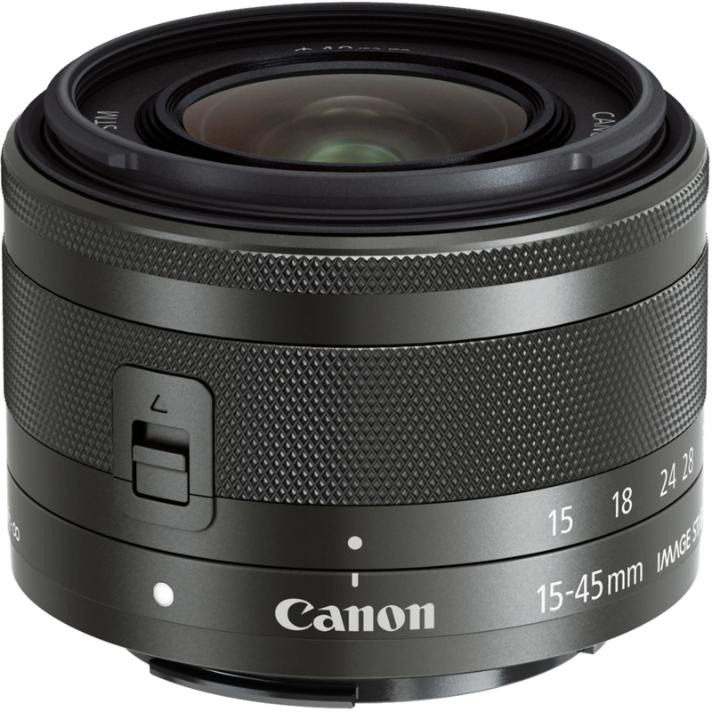 Canon EF-M 15-45mm f/3.5-6.3 IS STM Objektiv – Graphit-Grau Produkt Ansicht von oben