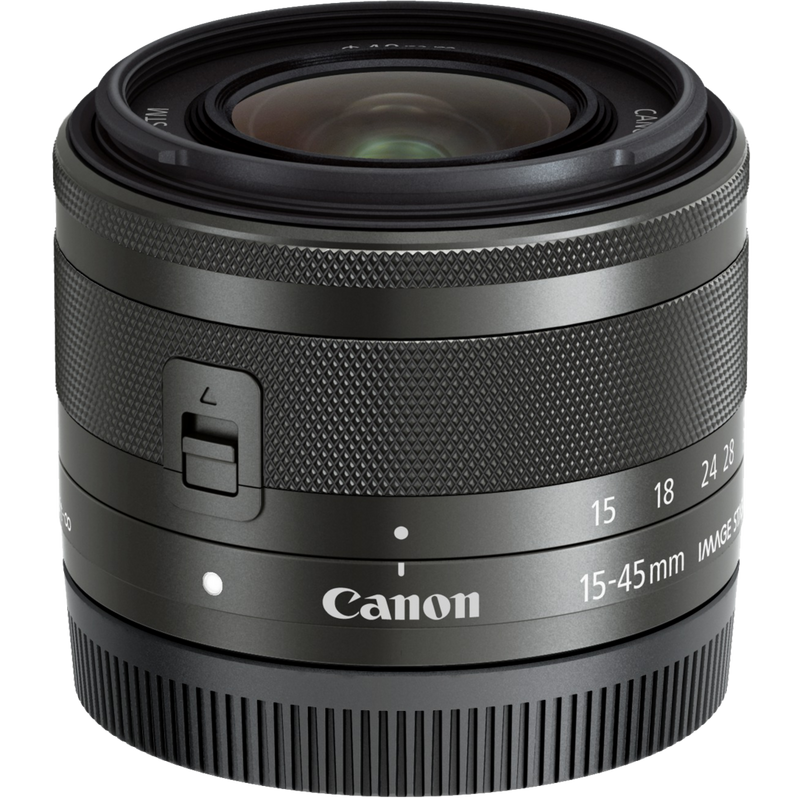 Canon EF-M 15-45mm f/3.5-6.3 IS STM Objektiv – Graphit-Grau Produkt Vorderansicht