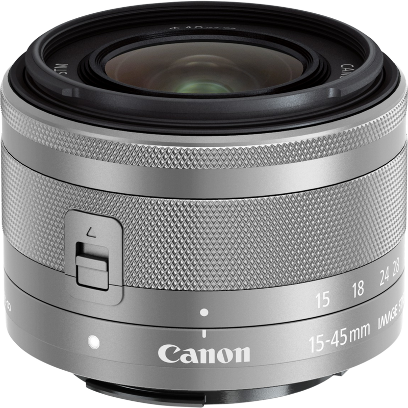 Canon EF-M 15-45mm f/3.5-6.3 IS STM Objektiv – Silber Produkt Ansicht von oben