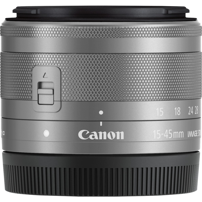 Canon EF-M 15-45mm f/3.5-6.3 IS STM Objektiv – Silber Produkt Vorderansicht