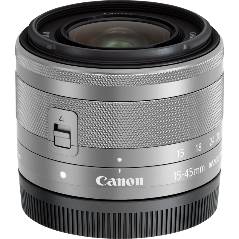 Canon EF-M 15-45mm f/3.5-6.3 IS STM Objektiv – Silber Produkt Ansicht von oben