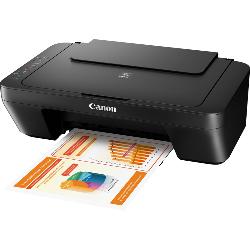 Canon PIXMA MG2550S 3-in-1 Tintenstrahl-Farb-Multifunktionssystem Produkt Schrägansicht von vorne mit ausgeklapptem Papierfach