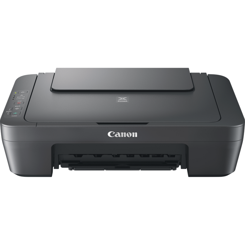 Canon PIXMA MG2556S 3-in-1-Tintenstrahl-Farb-Multifunktionssystem, Grau, Schrägansicht des Produkts von vorne