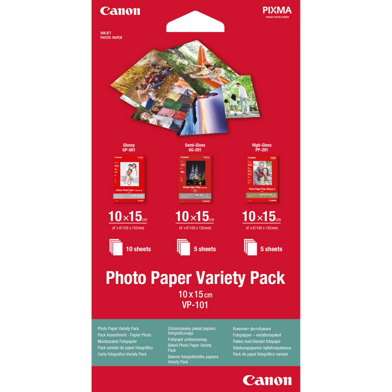 Canon VP-101 Fotopapier Musterpaket Postkarte – 20 Blatt Produkt Vorderansicht