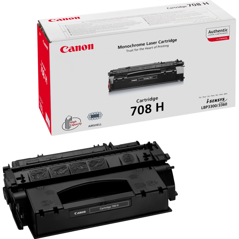 Canon 708H High Capacity Toner-Cartridge Schwarz Produkt Verpackung und Patrone