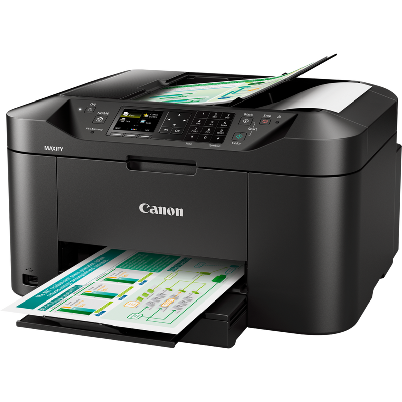 Canon MAXIFY MB2150 Produkt Schrägansicht von vorne mit ausgeklapptem Papierfach